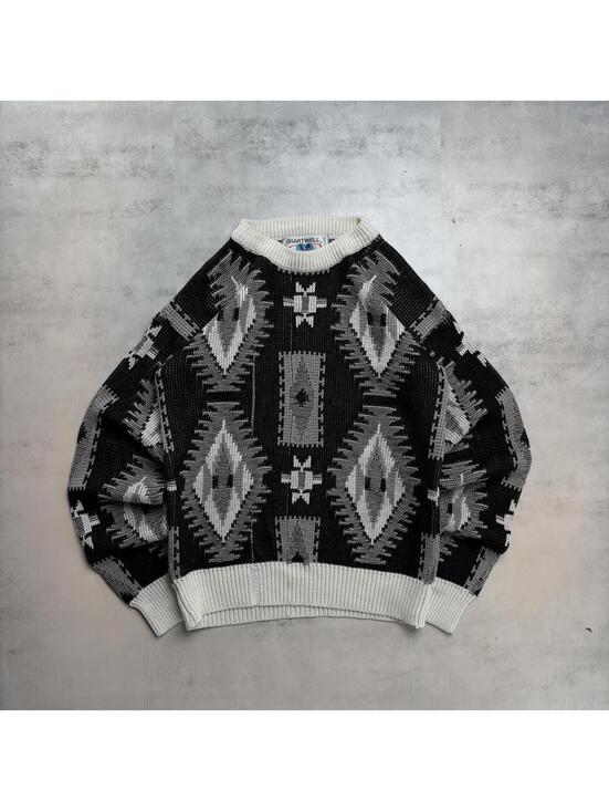 American Vintage Other - Vintage 90’s Black Chartwell Grunge Aztec Knit Sweater